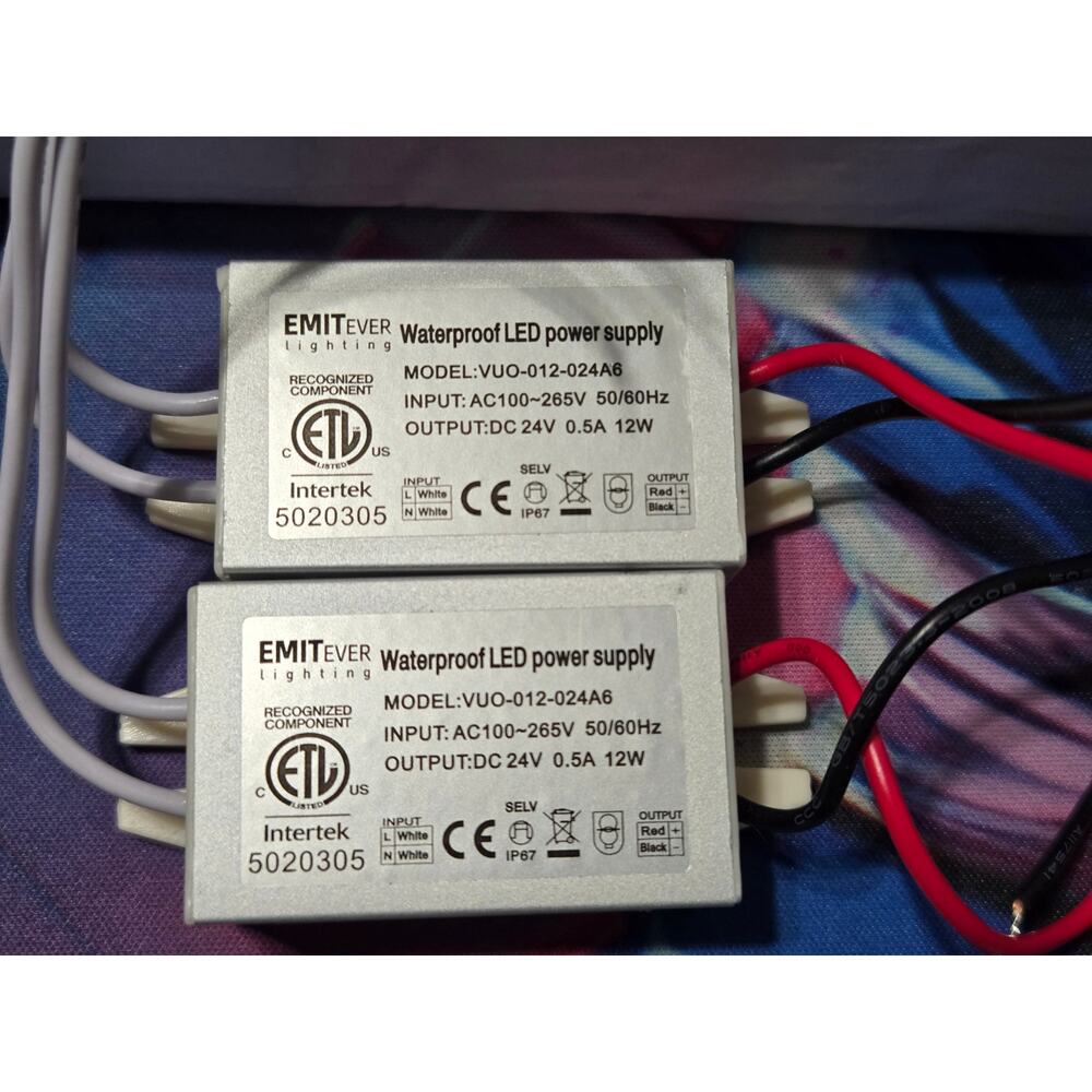 2x EMITEVER 24V LED Power Supply Driver 12W Waterproof IP67 VUO-012-024A6